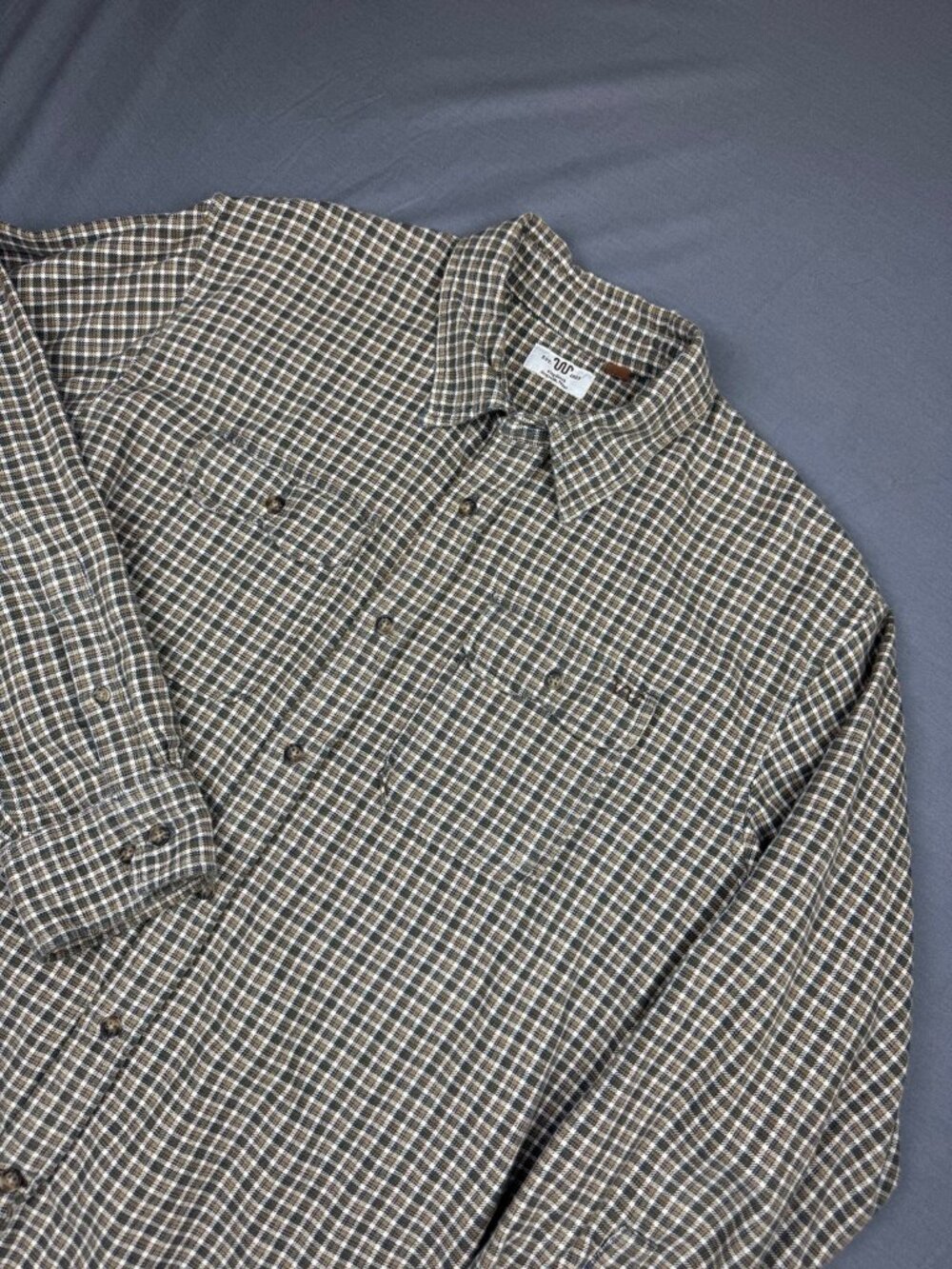 King Ranch Shirt Mens Large Brown Plaid Long Sleeve Button Up Cotton Casual